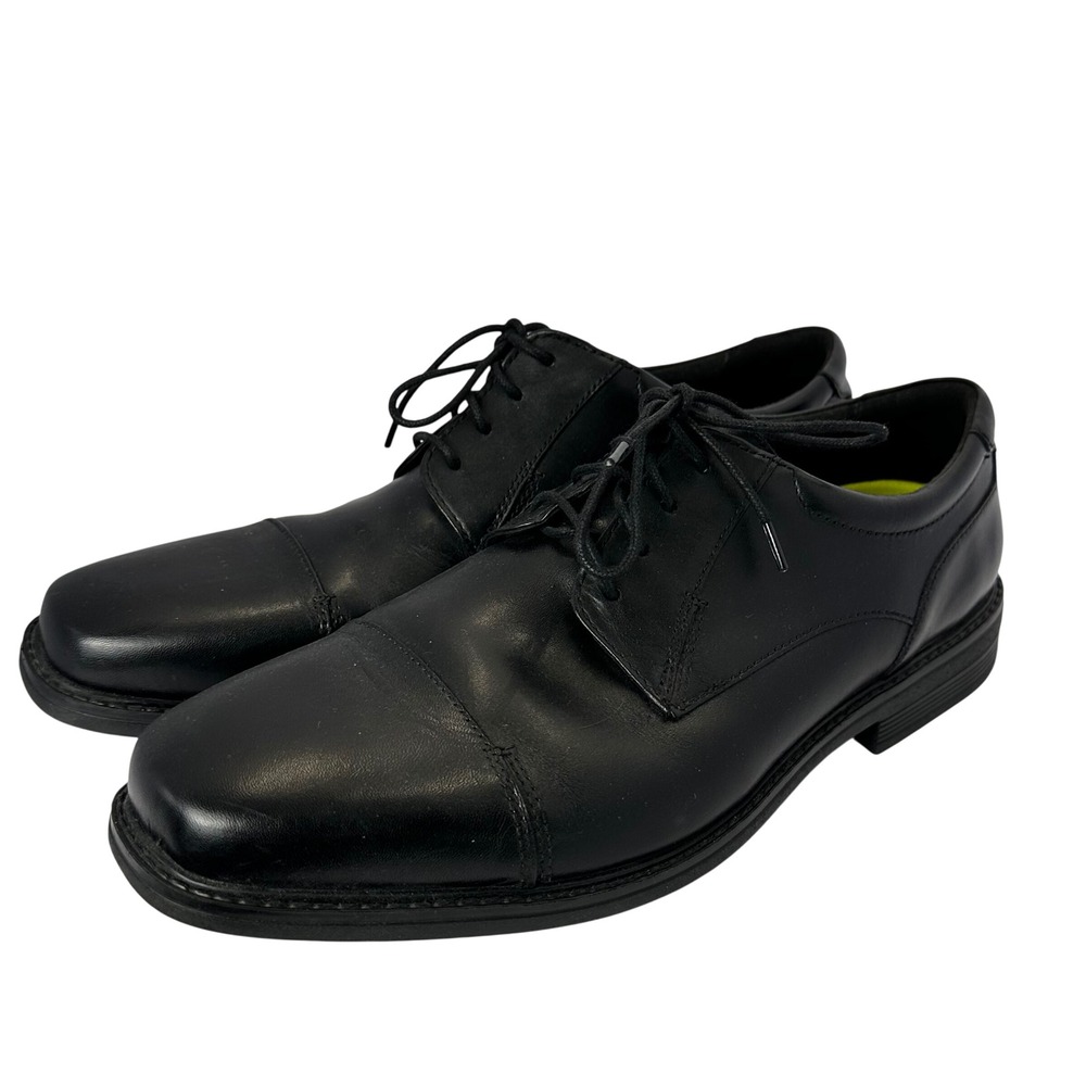 Bostonian Flexlite Mens Black Leather Cap Toe Oxford Dress Shoes Lace Up